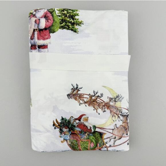 Pottery Barn Pillowcases Set of 2 KING Nostalgic Santa 100% Cotton Christmas - Picture 4 of 5